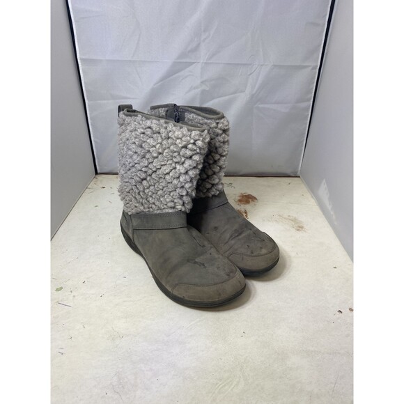 MERRELL Encore Kassie Tall Wool Fashion Boot Size 7 Castlerock Gray Side Zip - Picture 1 of 12
